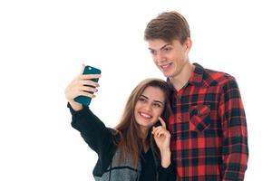 stylish couple in love in studio photo