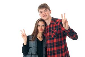 stylish couple in love in studio photo