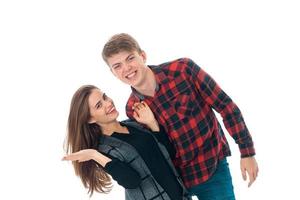 stylish couple in love in studio photo