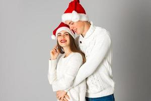 couple celebrate christmas in studio photo