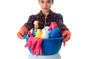 young maid woman with cleansers photo