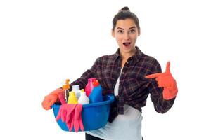 young maid woman with cleansers photo