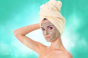 Young girl takes care her skin. photo