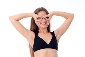 chica en traje de baño negro foto