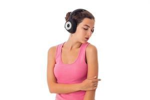 portrait of girl with headphones photo