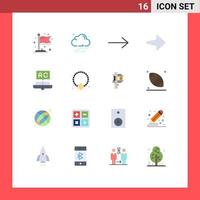 conjunto de 16 iconos de interfaz de usuario modernos signos de símbolos para collar colgante estudio de medallón de libro paquete editable de elementos de diseño de vectores creativos