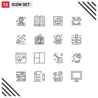 16 Outline concept for Websites Mobile and Apps apartment remover computer education poison Editable Vector Design Elements