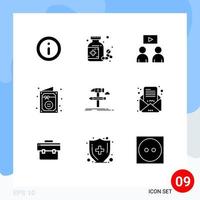 Group of 9 Solid Glyphs Signs and Symbols for develop build man party celebration Editable Vector Design Elements