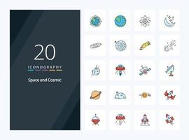 20 Space line Filled icon for presentation vector