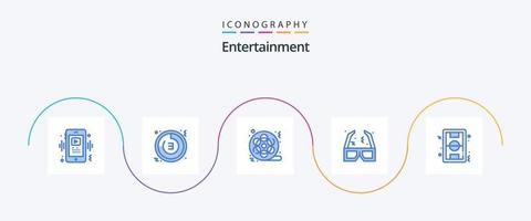 Entertainment Blue 5 Icon Pack Including movie. glasses. clock. multimedia. cinema vector