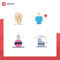 4 Thematic Vector Flat Icons and Editable Symbols of data human knowledge body toy Editable Vector Design Elements