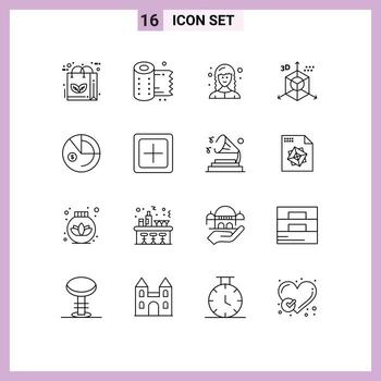 conjunto moderno de 16 esquemas pictográficos de desarrollo de programación diseño de tejidos desarrollador web elementos de diseño vectorial editables vector