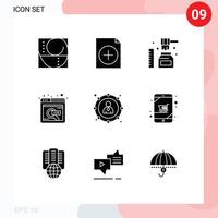 Pictogram Set of 9 Simple Solid Glyphs of leader banking honey online job online Editable Vector Design Elements