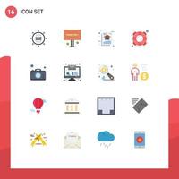 Set of 16 Modern UI Icons Symbols Signs for saver help thank you program algorithm data architecture Editable Pack of Creative Vector Design Elements