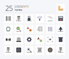 Tools 25 Flat Color icon pack including search. complete. sew. tools. arrow vector