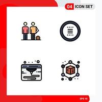 Mobile Interface Filledline Flat Color Set of 4 Pictograms of amateur navigation friends circle web Editable Vector Design Elements