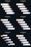 plantilla de diapositiva de presentación del paquete de infografías vectoriales 6 diagramas de ciclo de 5 pasos y líneas de tiempo vector