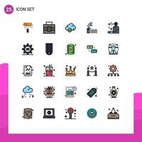 Pictogram Set of 25 Simple Filled line Flat Colors of care pool cloud platform diving Editable Vector Design Elements