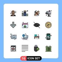 conjunto de 16 iconos de interfaz de usuario modernos símbolos signos para el entorno de carrera de vida de flecha trabajo elementos de diseño de vectores creativos editables