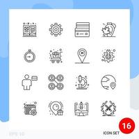 16 iconos creativos signos y símbolos modernos de hoja otoño elementos de diseño de vector editables de pago de olla universal