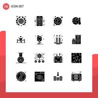 Editable Vector Line Pack of 16 Simple Solid Glyphs of global earth player monday cyber Editable Vector Design Elements