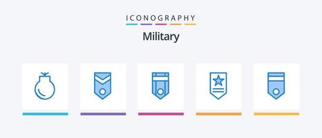 paquete de iconos azul militar 5 que incluye ejército. militar. rayas. insignias. rango. diseño de iconos creativos vector