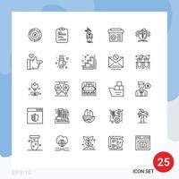 25 Universal Lines Set for Web and Mobile Applications radio equipment document device decision Editable Vector Design Elements