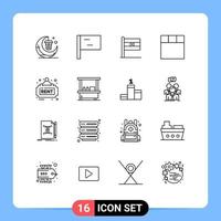 Pictogram Set of 16 Simple Outlines of drink rent flag real layout Editable Vector Design Elements