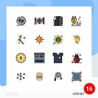 paquete de iconos de vector de stock de 16 signos y símbolos de línea para elementos de diseño de vector creativo editable de distrito de enchufe de hoja de cable de fuego