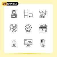 Set of 9 Modern UI Icons Symbols Signs for lamb luck coffee horseshoe clover Editable Vector Design Elements