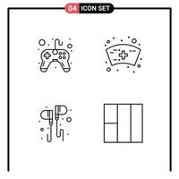 Pack of 4 creative Filledline Flat Colors of control headset video game nurse smartphone Editable Vector Design Elements