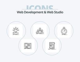 Web Development And Web Studio Line Icon Pack 5 Icon Design. chart. feedback. text. frame vector