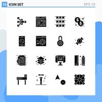 Pictogram Set of 16 Simple Solid Glyphs of mobile disabled application american payment cash Editable Vector Design Elements