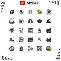 Filled line Flat Color Pack of 25 Universal Symbols of network world page solution answer Editable Vector Design Elements