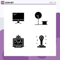Group of 4 Solid Glyphs Signs and Symbols for computer laptop imac nature setting Editable Vector Design Elements