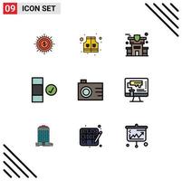 paquete de iconos de vector de stock de 9 signos y símbolos de línea para elementos de diseño de vector editables de propiedad completa de vida de datos digitales