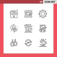 9 Creative Icons Modern Signs and Symbols of solution idea toaster bulb mobile Editable Vector Design Elements