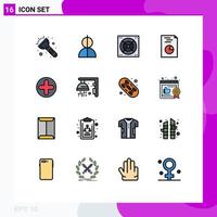 Pack of 16 Modern Flat Color Filled Lines Signs and Symbols for Web Print Media such as medical sign fan plus hands Editable Creative Vector Design Elements