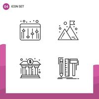 Pictogram Set of 4 Simple Filledline Flat Colors of adjustment building business mission finance Editable Vector Design Elements