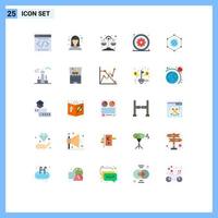 Pictogram Set of 25 Simple Flat Colors of network hospital woman healthcare asterisk Editable Vector Design Elements