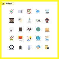 Flat Color Pack of 25 Universal Symbols of profile weather home ware ui cloud Editable Vector Design Elements