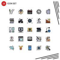 25 Thematic Vector Filled line Flat Colors and Editable Symbols of products devices movie copier setting lab Editable Vector Design Elements