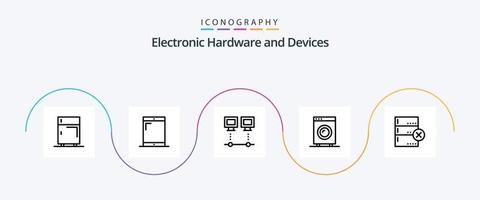 Devices Line 5 Icon Pack Including hardware. electronic. computers. electric. pc vector