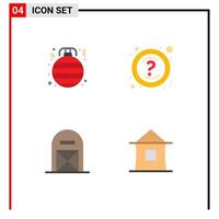 Stock Vector Icon Pack of 4 Line Signs and Symbols for ball barn ornament questions pilgrim Editable Vector Design Elements