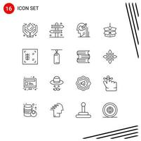 Pack of 16 Modern Outlines Signs and Symbols for Web Print Media such as shepping box game solution user Editable Vector Design Elements