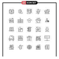 Universal Icon Symbols Group of 25 Modern Lines of direction watch couple chat sport control Editable Vector Design Elements