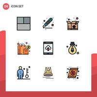 9 Thematic Vector Filledline Flat Colors and Editable Symbols of storage cloud delivery app shopping Editable Vector Design Elements