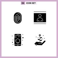 Pictogram Set of Simple Solid Glyphs of fingerprint photo scan human data Editable Vector Design Elements