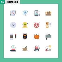 User Interface Pack of 16 Basic Flat Colors of circle motivation iot working bag Editable Pack of Creative Vector Design Elements