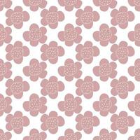 Floral seamless vector pattern with flowers. Spring flora. Simple hand-drawn kids style. Pretty ditsy for fabric, textile, wallpaper. Digital paper in white background